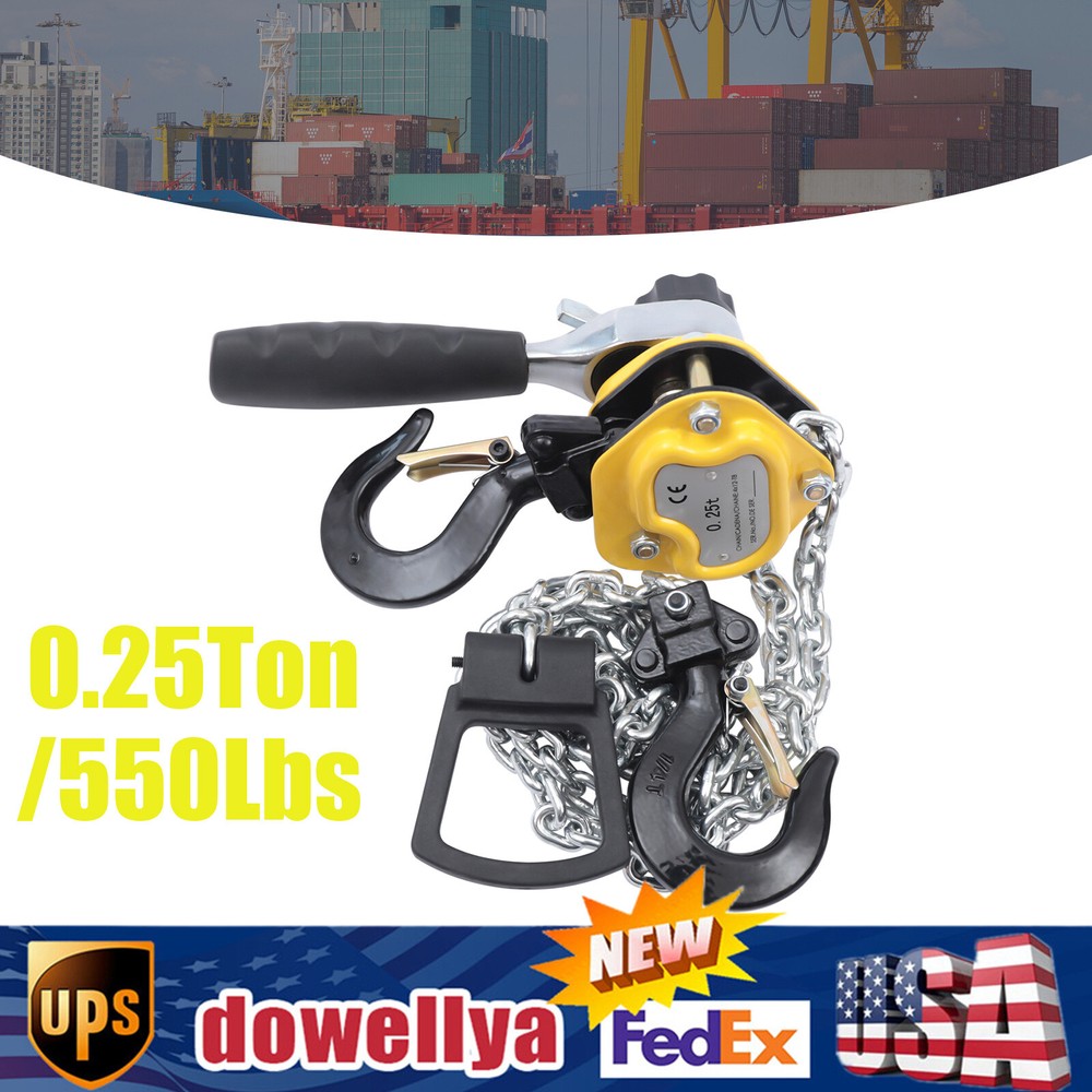 1/4 Ton Lever Block Chain Hoist Ratchet Type Come Along Puller 5FT Chain Lifter