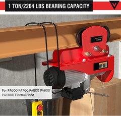 Electric Hoist Manual Trolley 1Ton Heavy Duty 2205LBS Capacity for PA600 to PA10