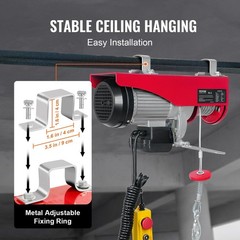 Electric Hoist 440lb Load Capacity 40ft Lifting 480W Motor Remote Included