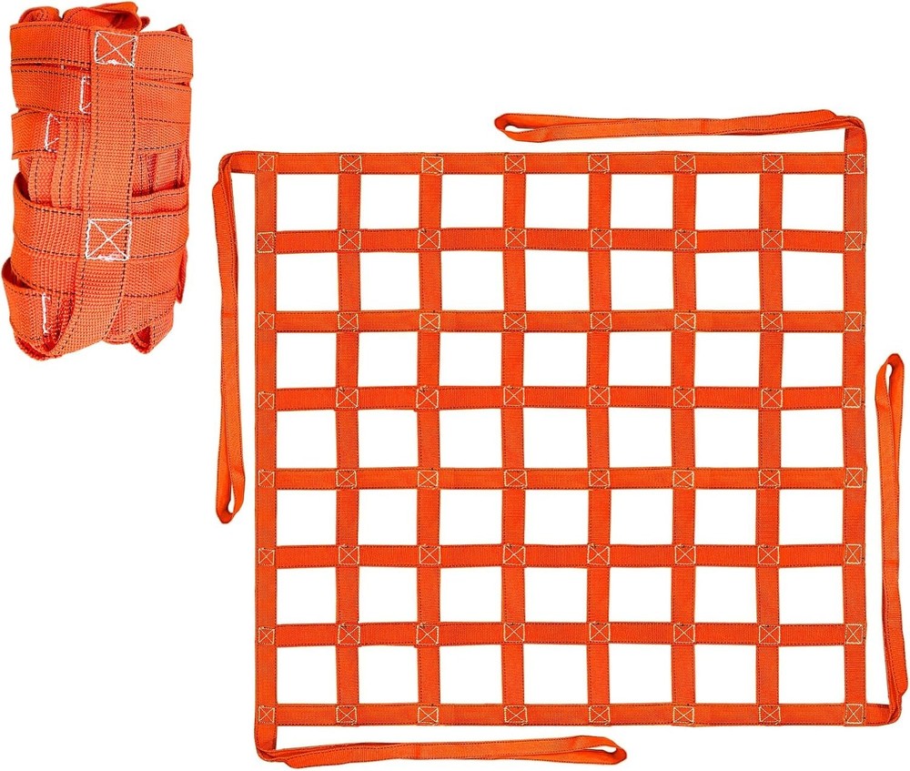 Cargo Lifting Net 1100LBS Polypropylene Polyester 3.28×3.28ft Safety Mesh Straps