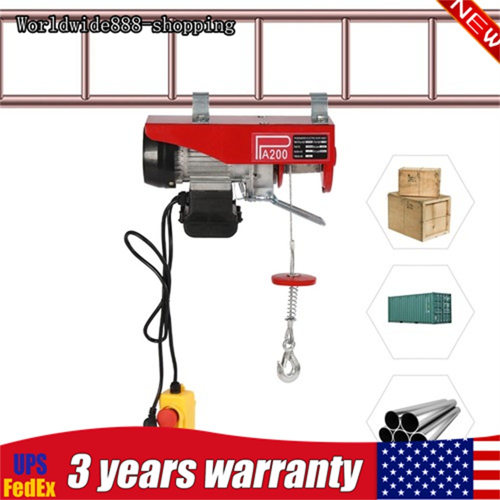 PA200 Electric Hoist Winch Crane Hoist Lift 440lbs with Wired Remote Control