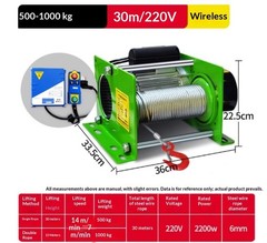 1-Ton Electric Hoist Winch for Home Use with Wireless Remote Control220V