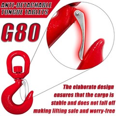 3 Ton Swivel Hooks, Heavy Duty 360° Rotating Crane Hook with Safety Latch,