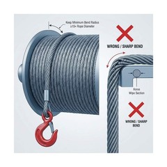 QWORK 3/8″ x 100′ Steel Core Winch Cable with Hook – 4050 lbs WLL for Tow