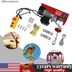 Electric Hoist 220lbs Winch Lifting Engine Crane W/ Wired Remote Control