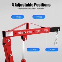 2 Ton Folding Engine Hoist Heavy Duty Engine Hydraulic Shop Crane 4 Level Adjust