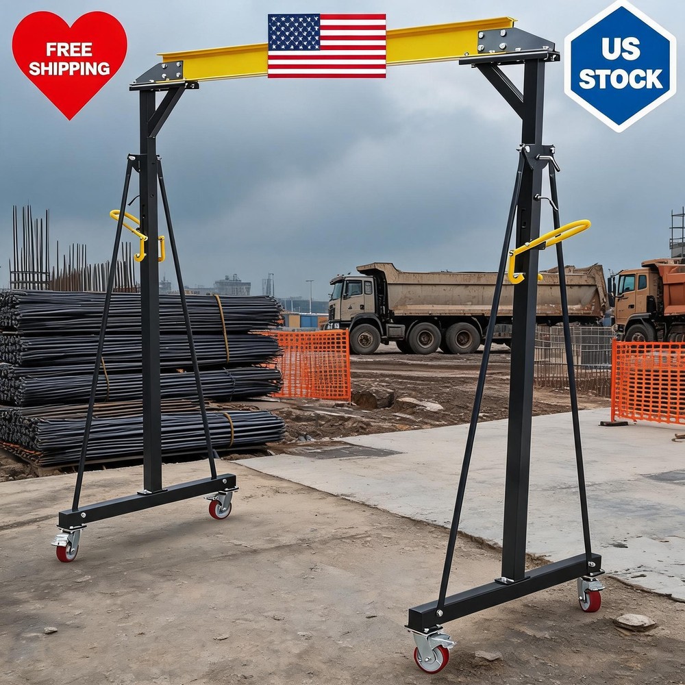 Adjustable 1 Ton Gantry Crane 2200Lbs Capacity, Portable Shop Lift Hoist