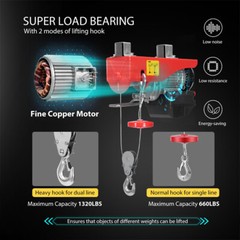 110V Electric Hoist Winch 1320Lbs Engine Crane Overhead Wireless Remote Control