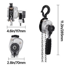Manual Lever Chain Hoist, 1100LBS Capacity, 5FT Lift, G80 Alloy Steel Chain