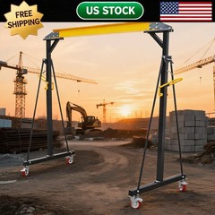 Adjustable 1 Gantry Crane 2200Lbs Capacity, Portable Shop Lift Hoist Ton