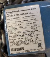 2022 – 1 Ton Demag Hoist Crane Cell – AMAR-530/FA10225