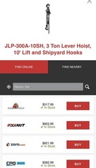 JET JLP-300A-10SH, 3 Ton Lever Hoist,10′ Lift and Shipyard Hooks