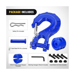 Nilight Forged Steel Winch Hook 3/8″ Grade 70 Safety Latch Winch Cable Hook S…