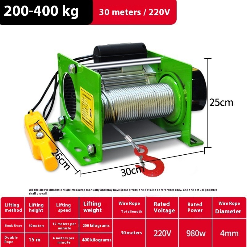 Electric Hoist Small Wireless Remote-Controlled Crane Lifting Hoist Winch