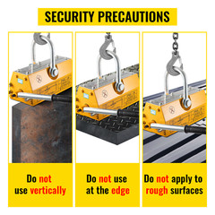 1 PC 2000KG Steel Magnetic Lifter Heavy Duty Crane Hoist Lifting Magnet Yellow