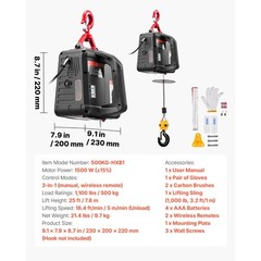 Uimoso 2-in-1 Electric Hoist Winch 1100 lbs with Manual and Wireless Control