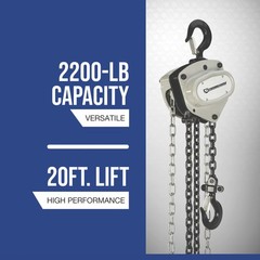 Strongway Manual Chain Hoist, 2200-Lb. Capacity, 20ft. Lift
