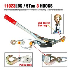 Come Along Winch – 11000 lbs/5T Pulling Capacity,12ft Steel Cable,3 Hooks,Dua…