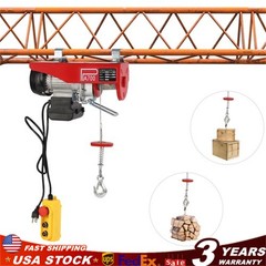 1543lbs Overhead Electric Hoist Crane Lift Garage Winch with Remote 110V US