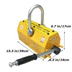 1 PC 2000KG Steel Magnetic Lifter Heavy Duty Crane Hoist Lifting Magnet Yellow