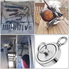 Grtard 2625 LBS Magnet Fishing Kit for Men’s Gifts, 116mm-2625lbs, Silver