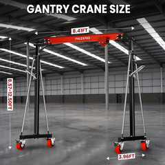 1 Ton Portable Gantry Crane – Adjustable Height, Steel I-Beam, 3000Lbs Capacity