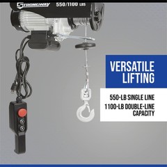 Strongway Electric Cable Hoist, 550-Lb. Single-Line Capacity/1100-Lb.