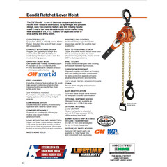 CMCO – BANDIT RATCHET LEVER HOIST – 3 TON CAPACITY – 20 FT LIFT