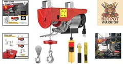 Zinc-Plated Steel Electric Hoist, 440Lbs Capacity with Emergency Stop Feature
