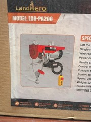 LandHero Electric Hoist Crane Winch 220 Pounds 440 lbs 158 ft Wired Remote 110V