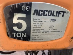 ACCOLIFT 5 Ton Electric Chain Hoist 20 Feet of Lift Model 2130070