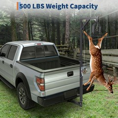 500 LBS Hitch-Mount Deer Hoist with Winch Gambrel & 360° Swivel Lifting Platfor