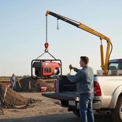 Portable & Versatile 1000lb Hydraulic Crane – Hitch-Mount, 360° Swivel for Works