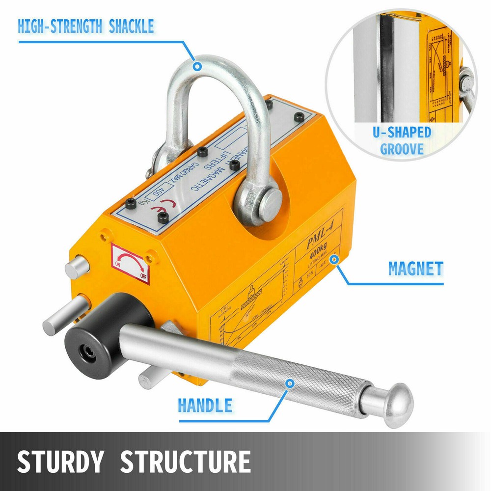 Magnetic Lifter Heavy Duty Crane Hoist Lifting Magnet 880lb/400 KG Steel