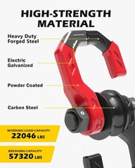 Separate D-Ring Shackle with Pulley Block, Towing Winch Snatch Block & 3/4″ S…