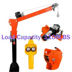 Truck Bed Crane Hoist 1100LBS, 3500LBS 12V Electric Winch w/Dual Control 360°