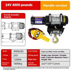 Electric Winch 12V/24V Vehicle-Mounted Crane Self-Rescue Electric Hoist