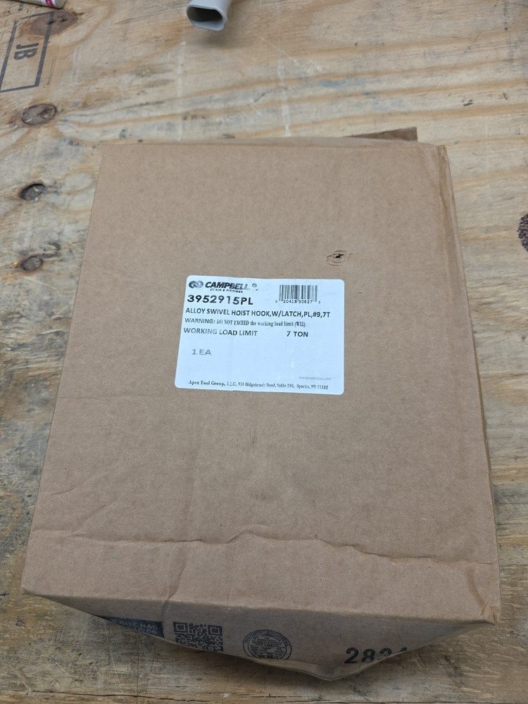 Campbell 3952915PL #9 Alloy Latched Swivel Hoist Hook, 7 Ton PL, Forged Alloy
