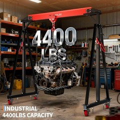 2 Ton Adjustable Gantry Crane, 4400 LBS Portable Steel i-Beam Hoist with 12 Lock