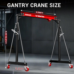 1.5 Ton Portable Gantry Crane, Adjustable Height & Width, Steel Construction