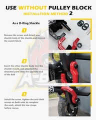 Separate D-Ring Shackle with Pulley Block, Towing Winch Snatch Block & 3/4″ S…