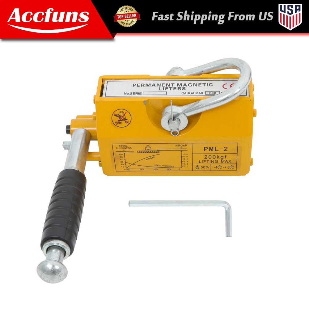 Magnetic Lifter 440lbs Lifting Capacity 2.5 Safety Factor Yellow Magnetic Crane