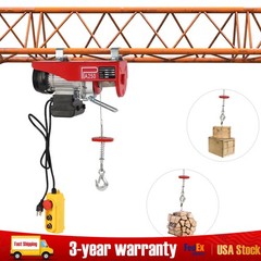 510W Electric Hoist Winch Hoist Crane Lift 550LBS 110V with Wired Remote Control