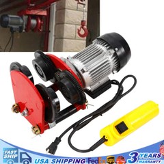 Electric Wire Rope Hoist Trolley Overhead Motor Winch Hoist Garage Crane 2200lbs