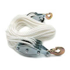 4000 Lbs/2 Ton 65FT Poly Rope Hoist Pulley Wheel Block, Tackle 7:1 Lifting Ratio