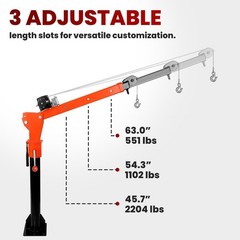 2200lb Electric Pickup Truck Crane Truck-Mounted Bed Crane Hoist w/5000lb Winch