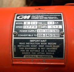 CM Lodestar 1/4 Ton Electric Hoist