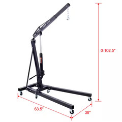 Black 2-Ton Folding Engine Hoist Cherry Picker Shop Crane Hoist Lift, Heavy-D…