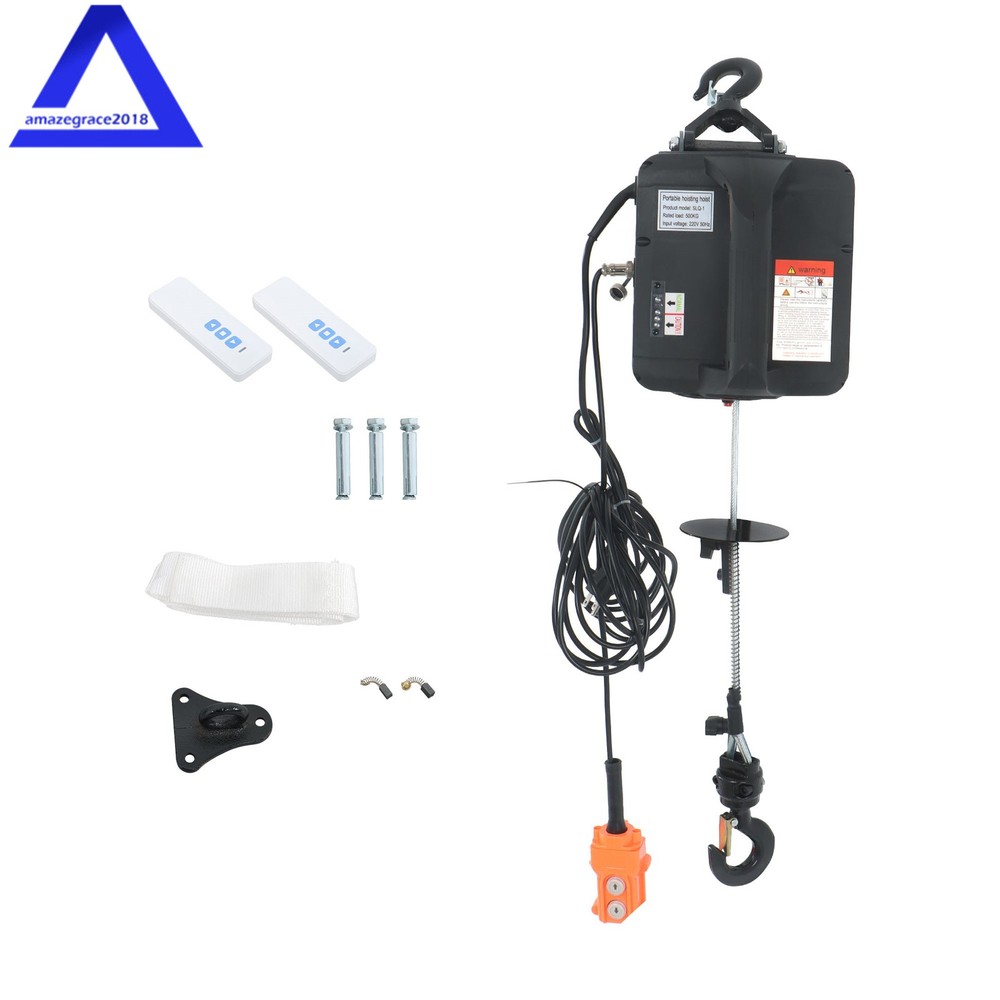 3-in-1 Electric Hoist Winch Crane 1100LBS/500kg Dual Remote Overload Safety
