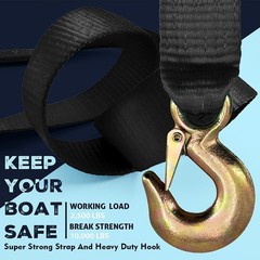 Boat Trailer Winch Strap with Safety Hook & Protective Work Gloves, 2″ x 20ft…
